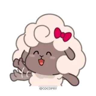 👋 sheep, animal, cartoon, cute, bow telegram sticker