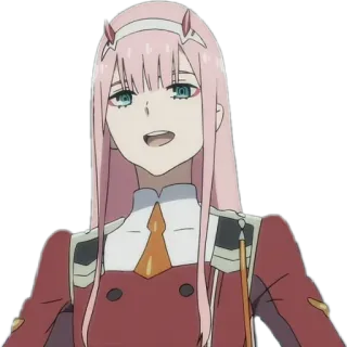 😌 Zero Two Darling in the Franxx Anime, Zero Two, Darling in the Franxx, cabelo rosa, personagem, ilustração, Mangá telegram sticker