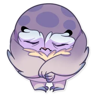 😔 卡通, 可爱, 鸟, 紫色, 卡哇伊 telegram sticker