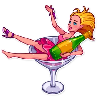 🍾 woman, wine glass, champagne, drinking, party, celebration telegram sticker
