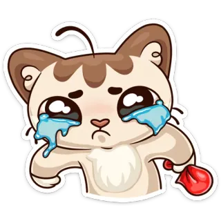 😭 gato, dibujos animados, llorando, triste, emoticono, pegatina, lindo whatsapp sticker