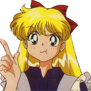☝ Minako Aino Sailor Moon อนิเมะ, การ์ตูน, ผู้หญิง, ผมบลอนด์, นิ้วกลาง telegram sticker