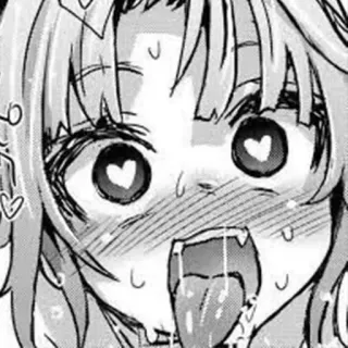 🤤 anime, manga, girl, drool, hearts, expression, tongue telegram sticker