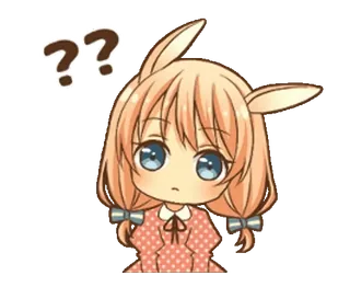 ❓ ?? Anime, Desenho animado, Fofo, Pergunta, Coelho, Confuso whatsapp sticker