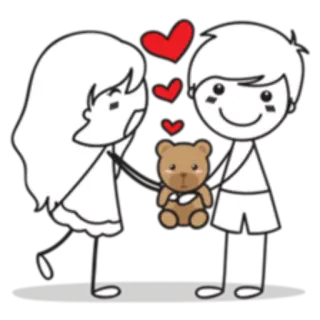 🎁 cinta, pasangan, boneka beruang, romansa, kartun, hati whatsapp sticker