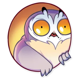 😟 猫头鹰, 鸟, 动物, 卡通, 贴纸, 表情符号 telegram sticker