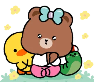 ⭐ 곰, 오리, 친구, 귀여운, 만화 telegram sticker