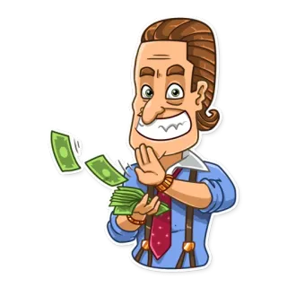 🤑 dinheiro, desenho animado, empresário, riqueza, dinheiro telegram sticker