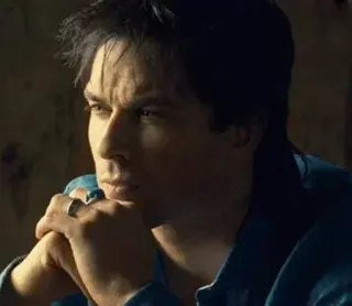 🕳 Damon Salvatore The Vampire Diaries Ian Somerhalder, vampier, broeierig, peinzend, tv serie telegram sticker