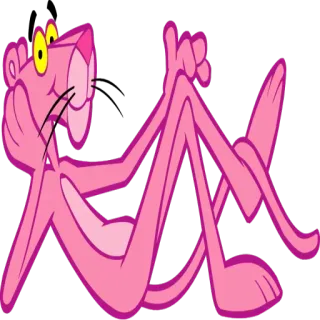 💝 Pink Panther Cartone animato, Rosa, Pantera, Sdraiato, Gesto volgare telegram sticker