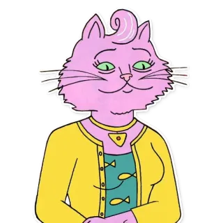 🙂 Princess Carolyn BoJack Horseman кот, розовый, желтый, мультфильм, персонаж, животное, портрет telegram sticker