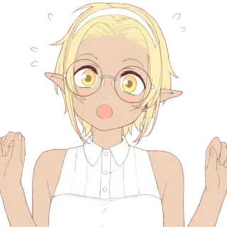 😦 elfe, lunettes, anime, dessin animé, personnage, fille telegram sticker