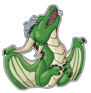 😢 dragon, fantaisie, vert, dessin animé, créature mythique, illustration whatsapp sticker