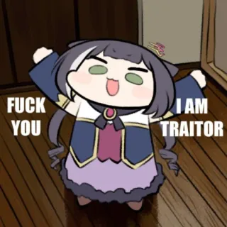 😼 FUCK YOU
I AM TRAITOR Anime, Cartone animato, Offensivo, Traditore, Imprecazione, Insulto telegram sticker
