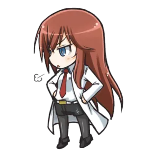 😤 Kurisu Makise Steins;Gate anime, manga, kawaii, chibi, scientist, lab coat, Steins;Gate, Kurisu Makise telegram sticker