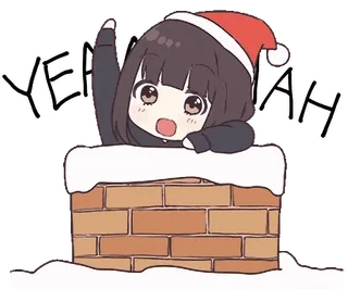 🙌 YEAH anime, garota, chaminé, Natal, Papai Noel, fofo, feriado telegram sticker