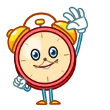 👋 clock, time, cartoon, alarm clock, cute, mascot telegram sticker