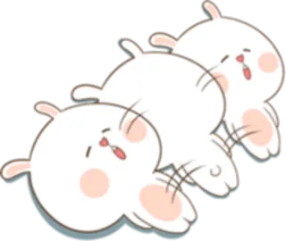 😢 кролик, милый, заяц, животное, мультик, белый, иллюстрация, сонный telegram sticker