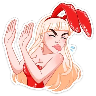 😝 coelho, mulher, adesivo, desenho animado, loira whatsapp sticker
