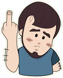 🖕 jari tengah, menyinggung, kasar, kartun, pria, gestur telegram sticker