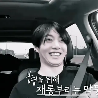 🤣 형을 위해 재롱부리는 막둥 Coreano, Persona, Hombre, Coche, Blanco y negro telegram sticker