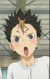 😲 Nishinoya Yu Haikyuu!! Anime, Haikyuu, Nishinoya Yu, geschockt, überrascht, Cartoon, Junge telegram sticker