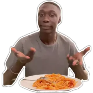 🤨 Khaby Lame Meme, Internet, Reaktion, Sarkasmus, Comedy, Spaghetti, Essen telegram sticker