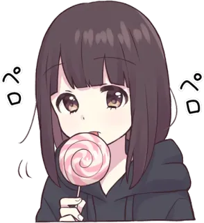 🍭 ぺろぺろ Аниме, Девушка, Леденец, Милый, Японский, Язык whatsapp sticker
