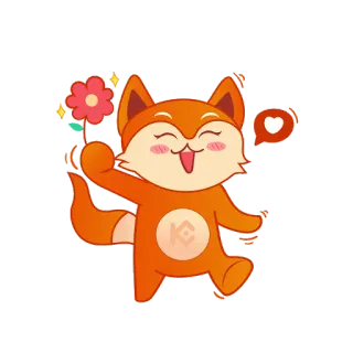 🥰 สุนัขจิ้งจอก, การ์ตูน, น่ารัก, สัตว์, ดอกไม้, หัวใจ telegram sticker