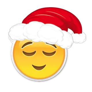 😌 Emoji, Gorro de Papá Noel, Navidad, Vacaciones, Cara sonriente, Festivo whatsapp sticker