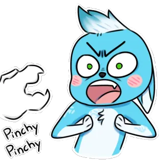 😱 Pinchy Pinchy Desenho animado, Bravo, Azul, Monstro, Beliscão, Engraçado telegram sticker