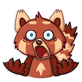 😦 panda rojo, impactado, sorprendido, animal, sticker, dibujo animado whatsapp sticker