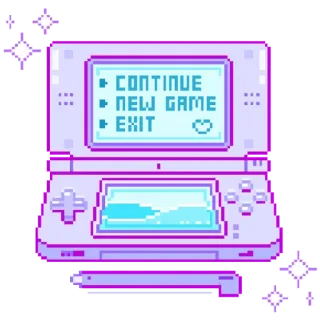 💜 CONTINUE
NEW GAME
EXIT game, retro, pixel art, ds, console, pastel telegram sticker