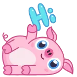 👋 Hi 豚, 可愛い, 漫画, 動物, ピンク, フレンドリー, 挨拶 telegram sticker