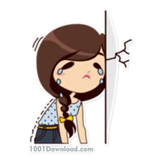 😔 sad, crying, cartoon, girl, emotional, upset telegram sticker