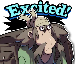 😑 Excited! aufgeregt, Ausdruck, Cartoon, Sticker, lustig, Emotion whatsapp sticker