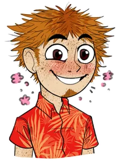 😊 dessin animé, personnage, illustration, chemise rouge, portrait telegram sticker