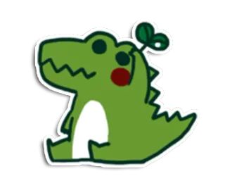 🐊 Dessin animé, Dinosaure, Mignon, Vert, Reptile telegram sticker