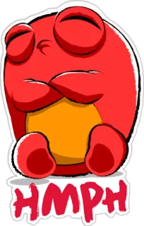 😒 HMPH Cartone animato, Rosso, Rana, Infastidito, Carino telegram sticker