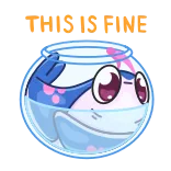 👌 THIS IS FINE fish, middle finger, offensive, meme, this is fine telegram sticker