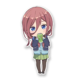 😶 Miku Nakano The Quintessential Quintuplets Anime, Imut, Chibi, Miku Nakano, Gotoubun no Hanayome whatsapp sticker