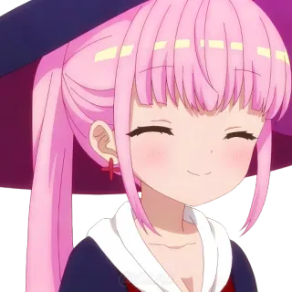 😊 Anime, Cartoon, Schattig, Meisje, Roze haar, Lachend telegram sticker