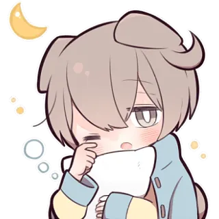 😴 かわいい, 可愛い, 眠い, ちび, アニメ, 動物, 月, 枕 telegram sticker
