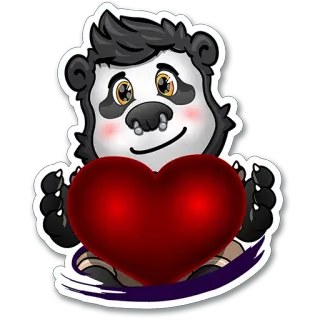 😍 Gấu trúc, Trái tim, Tình yêu, Hoạt hình, Dễ thương, Động vật telegram sticker