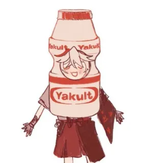 🌟 Yakult Yakult Yakult Yakult, bebida, fofo, kawaii, garrafa, comida telegram sticker
