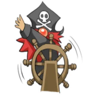 💭 bajak laut, tengkorak, kapal, roda, kartun, karakter, laut, berlayar whatsapp sticker