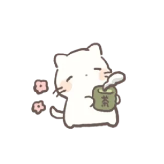💌 猫, 茶, 可爱, 卡哇伊, 动物, 饮料, 卡通 telegram sticker