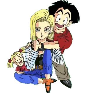 👪 Android 18, Krillin, Marron Dragon Ball Anime, Cartoni animati, Dragon Ball, Famiglia telegram sticker