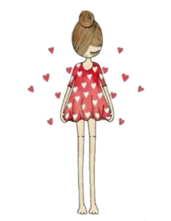 ❣ fille, coeurs, robe, amour, mode, illustration whatsapp sticker