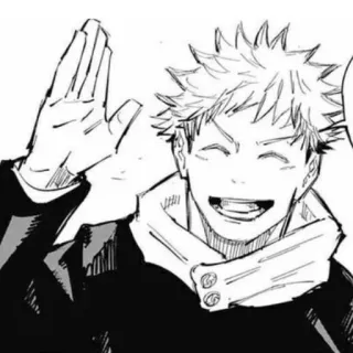 ✋ Yuji Itadori Jujutsu Kaisen anime, manga, character, greeting, smile whatsapp sticker